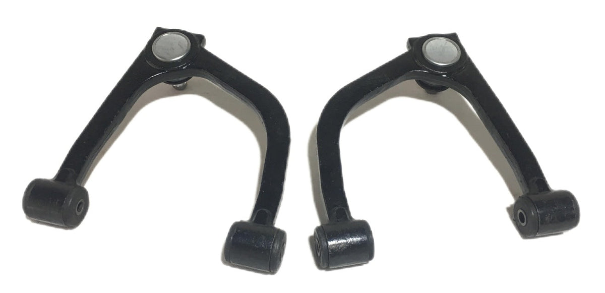 Pair of FalcX front upper control arms for AU and BA–BF Ford Falcon, pictured with ball joints and bushes